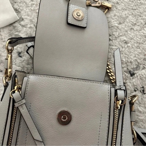 Chloe Faye Mini Suede Leather 2-Way Shoulder Backpack Grey - Picture 8 of 8